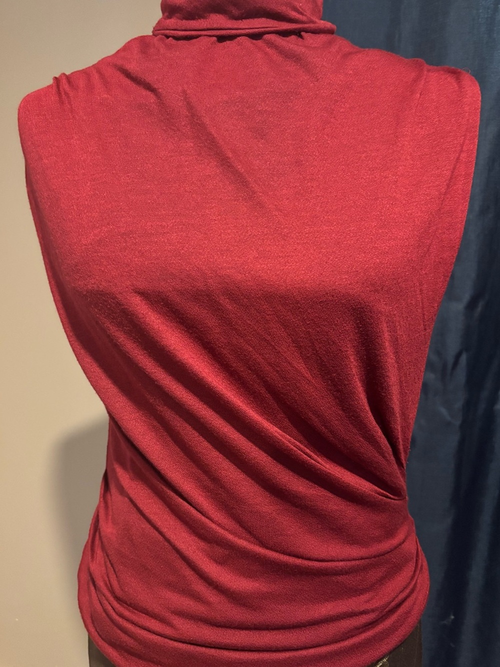 Ann Taylor Sleeveless Mock Neck Top in Wine